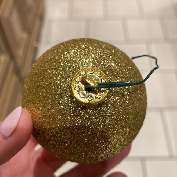 Christmas Ornament Glitter Shatter Proof Gold Balls - 9pcs - Picture 7 of 10